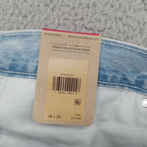 Levis Silvertab Jeans Mens 38x30 Blue Light Wash Distressed Loose Baggy Denim - Picture 11 of 13